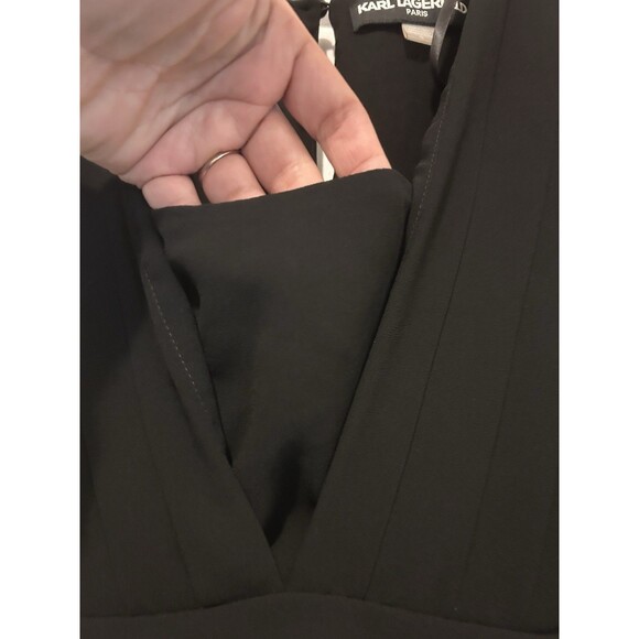 Karl Lagerfeld Impulse Black Sleeveless Rhinestone Button-Up Ruched Dress 4 B5 - Picture 4 of 12